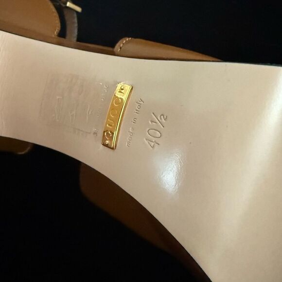 Brand new with box Gucci brown Leather Sandals with GG Logo cut size 10.5 - Picture 11 of 12